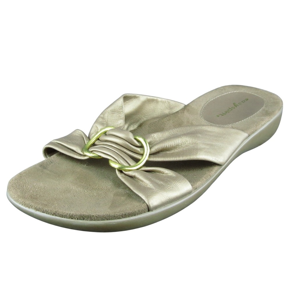 Easy Spirit Portricheys Women Slide Sandal Shoes Gold Leather Size 6.5 Medium